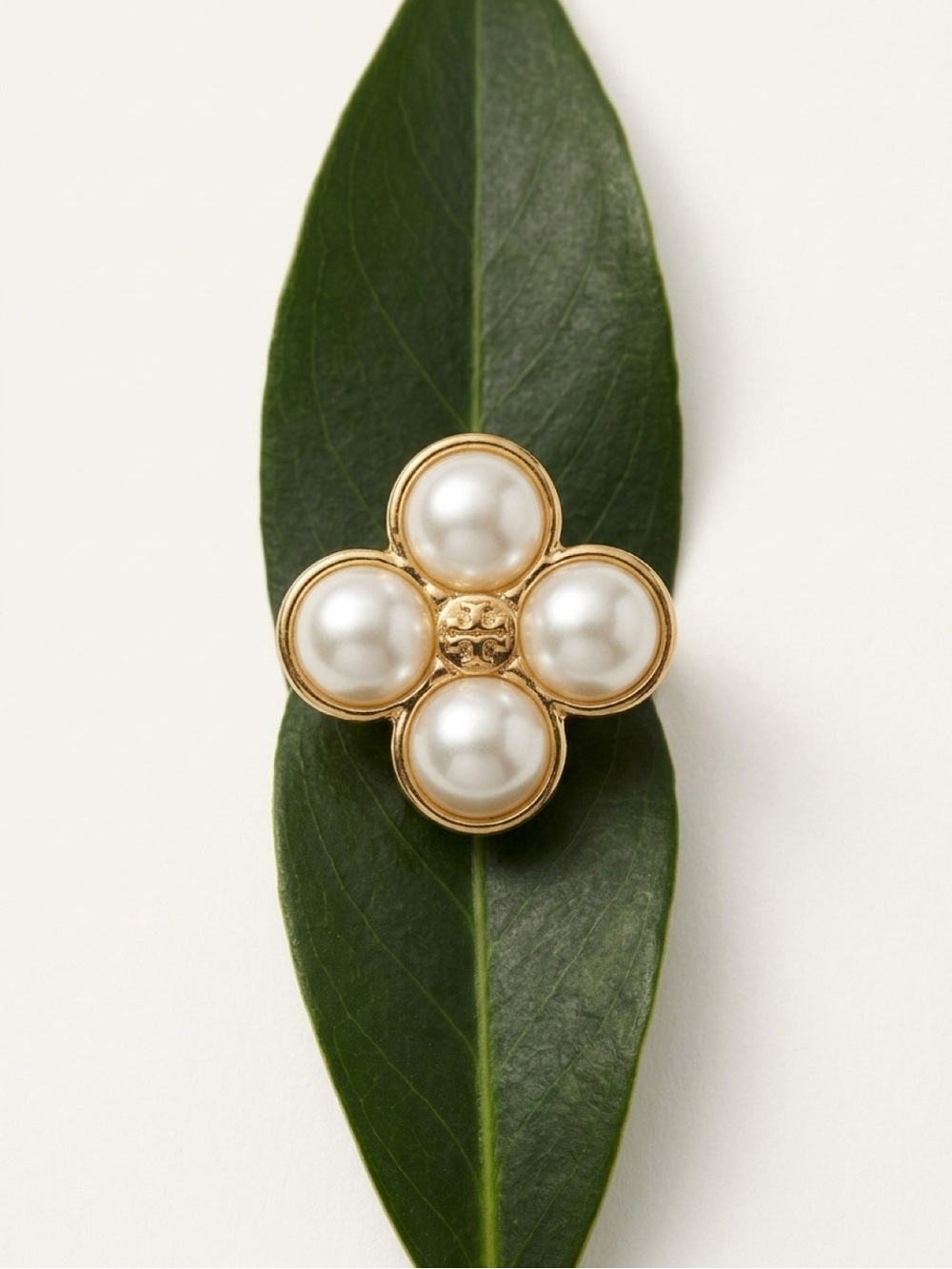 Tory Burch Gold-Tone Ring with White Pearl Cluster
